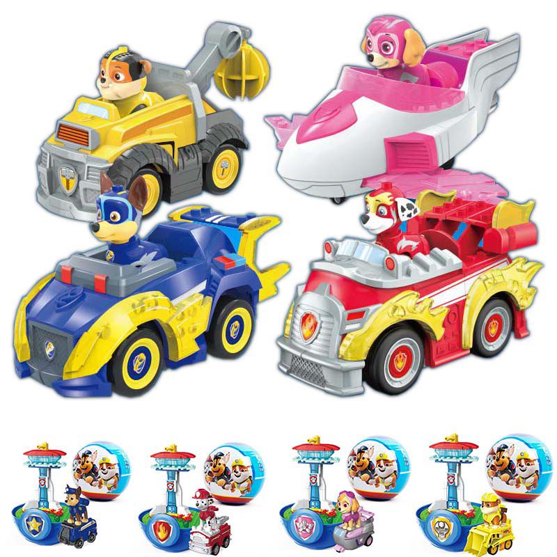 Paw Patrol Pullback Car Vehicle Building Blocks Chase Skye Rubble Figures Toys