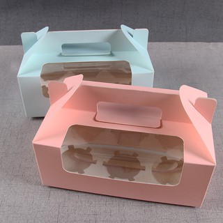 Kotak 6 Kue Mufin Cupcake dengan Jendela Portabel Bahan Kotak 6 Kue Mufin Cupcake dengan Jendela Portabel Bahan