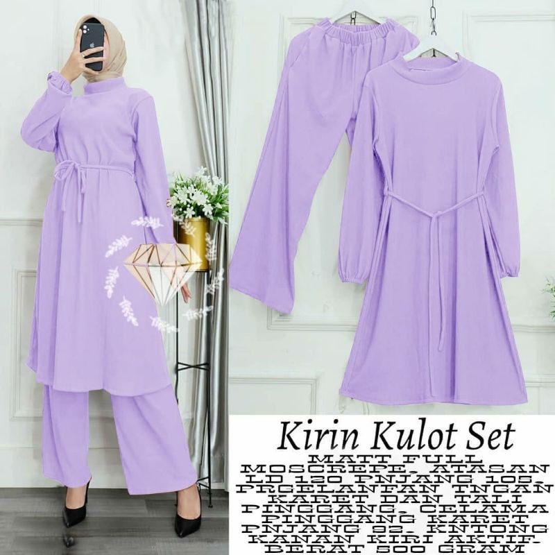 SET CELANA KULOT KIRIN, MOSCREPE, GAMIS HIJAB MUSLIM, SETELAN