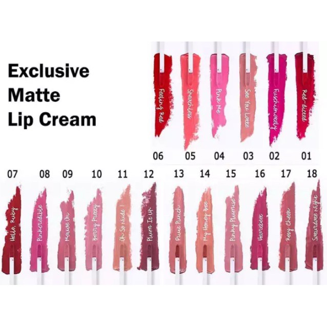 Wardah Lip Cream Exclusive Matte Lip Cream 18 Warna