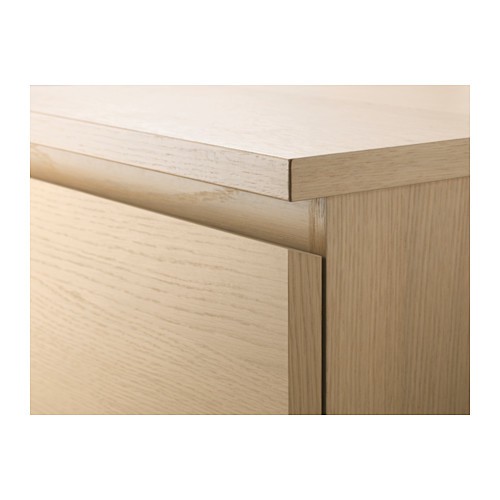 MALM Lemari 2 laci hitam - kayu ash - kayu oak