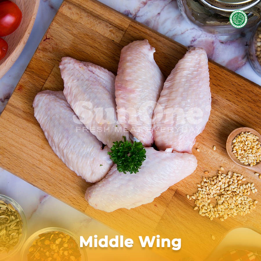 

Sayap Middle Packing 2 Kg (Frozen) / Daging Ayam Broiler SunOne