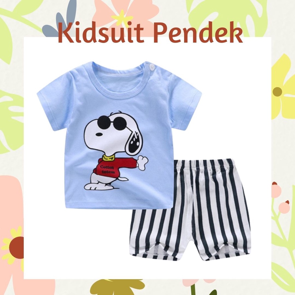 Plazababyku KIDS SUIT PENDEK Setelan Anak Bahan Kaos Lengan + Celana Berkualitas Import ebv new1