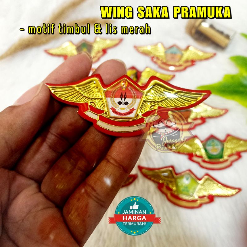 WING SAKA PRAMUKA MOTIF TIMBUL LIS MERAH ( PRAMUKA )