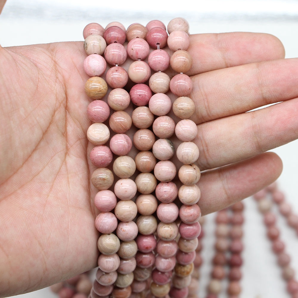 1strand/lot 4/6/8/10/12mm Manik-manik rhodochrosite alami bulat manik-manik spacer longgar untuk gelang DIY