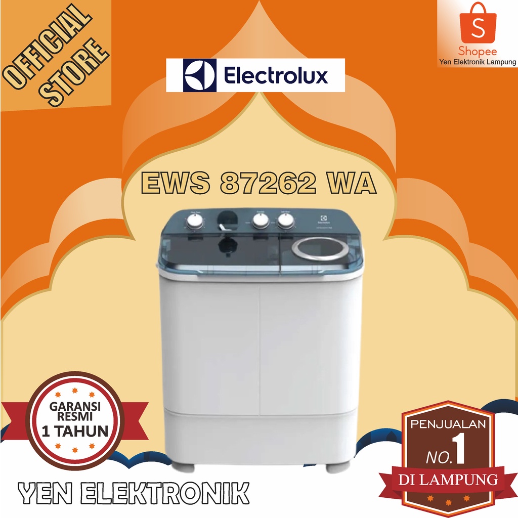 Mesin Cuci ELECTROLUX EWS 87262 WA Mesin Cuci 2 Tabung Semi Auto 7 Kg Garansi Resmi ELECTROLUX 1 Tah