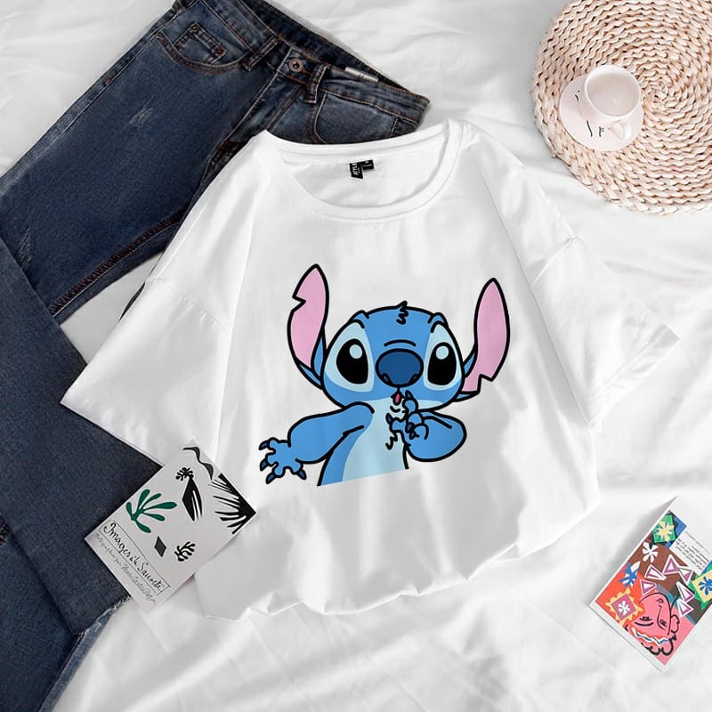 MYSTIQUE.ID-BAJU KAOS SHUUUUUT STITCH T-SHIRT LUCU DAN AESTHETIC