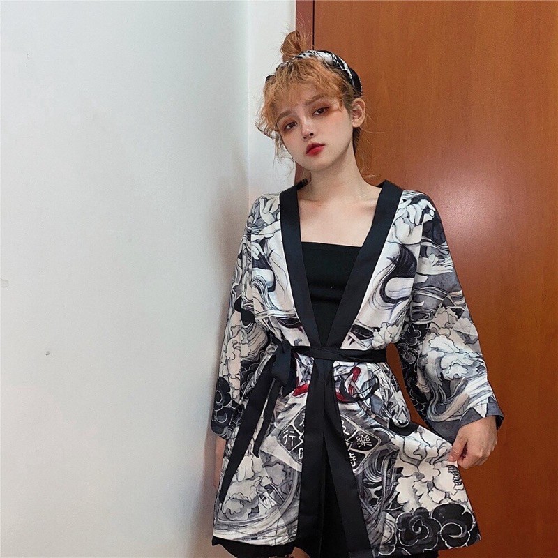 RE25 KIMONO HAORI IMORT PRIA WANITA JEPANG HARAJUKU HAREM HANFU DEVIL ORIGINAL CARDINGAN LOOSE