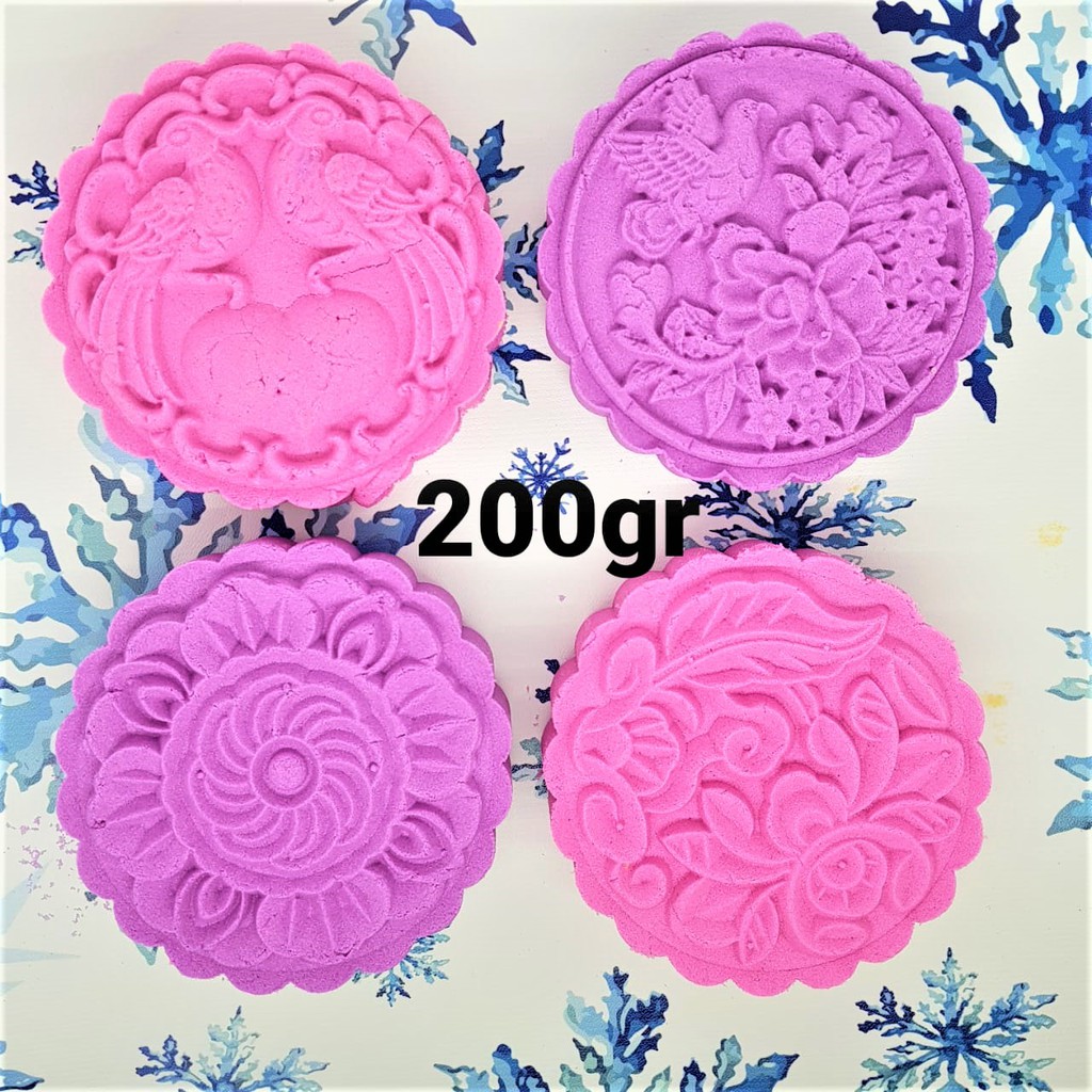 (4pc) cetakan kue bulan (200 gr) mooncake press mold PREMIUM-FLOWER BIRD