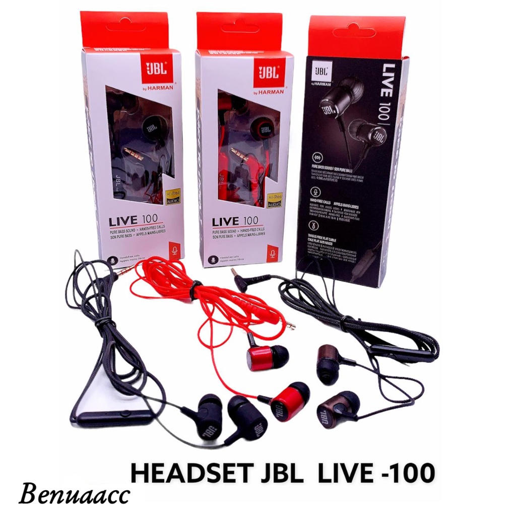 (ba) HF Handsfree Headset JBL LIVE-100 PURE BASS Good Quality