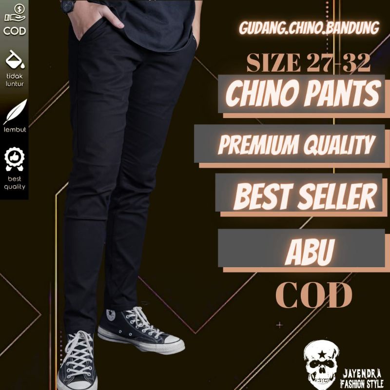 COD-Chino Pants Sirius Black Long Pants Premium Black Big Size 33-38