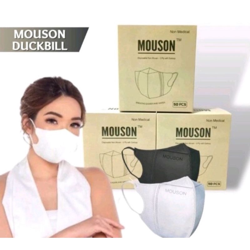 MASKER DUCKBILL MOUSON 4PLY ISI 50PCS ,MASKER 3D ALKINDO DISPOSABLE MASKER DUCK BILL