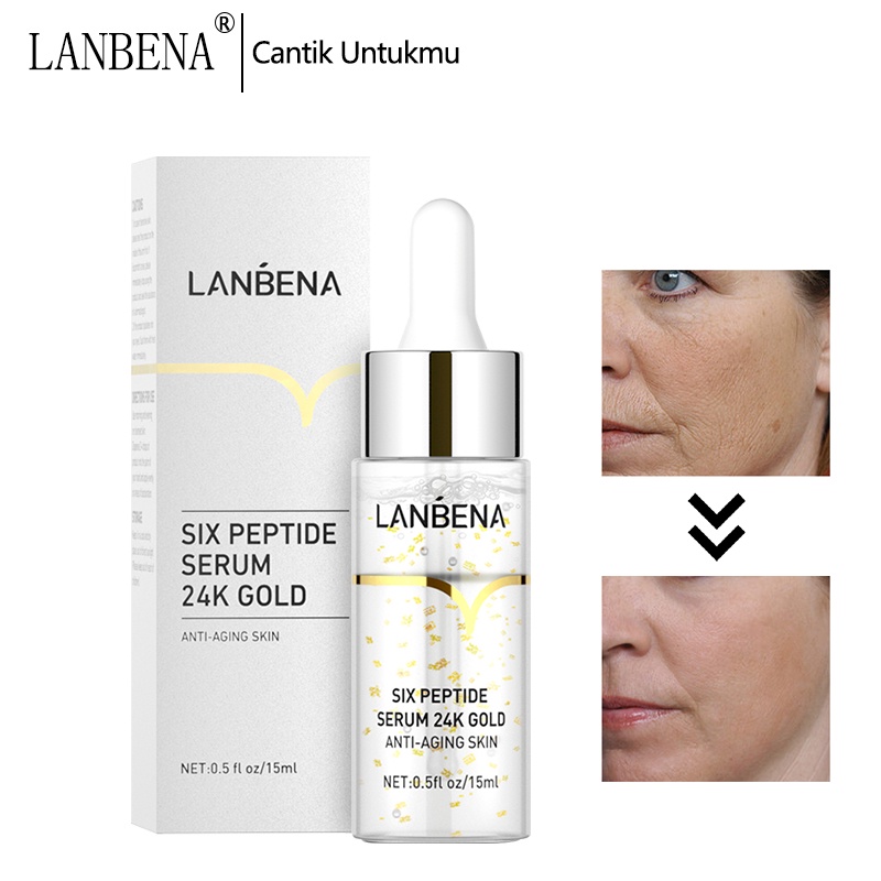 [Ori100%]LANBENA 24k Gold Peptide Serum Anti Aging Kerut Pelembab Facial Serum Essence Wajah Skincare Perawatan[Read stock]