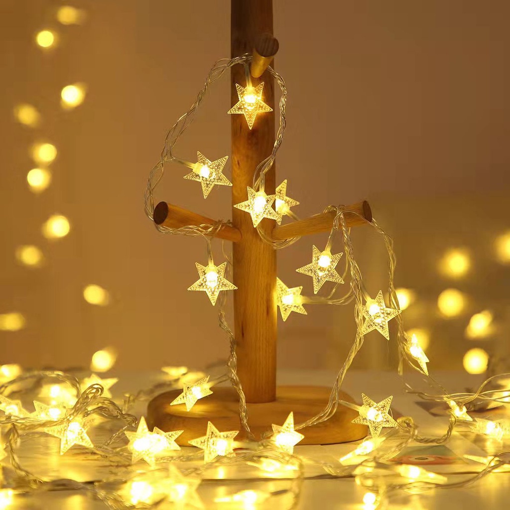 ❤️GTB❤️ E006 Lampu Natal Model Bintang Warna Warni Hias Natal 7,5 meter Tahan Air Import COD