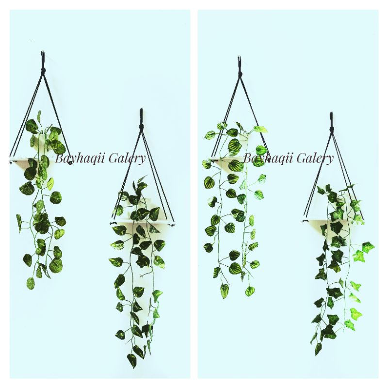 DAUN JUNTAI POT MINI //DAUN GANTUNG ARTIFICIAL // BUNGA POT MINI // BONSAI GANTUNG // BUNGA HIAS DIN