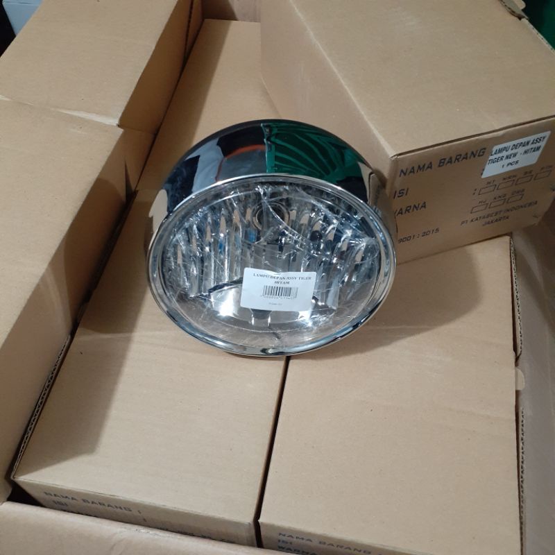 lampu depan head lamp set reflektor ring batok bohlam tiger revo tirev versi bulat barong detail ori