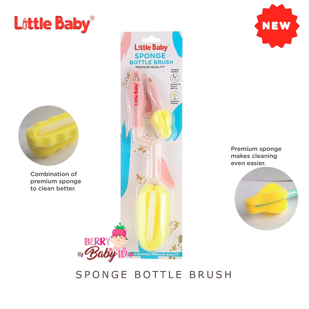 Little Baby 2-in-1 Bottle &amp; Nipple Sponge Brush Sikat Botol &amp; Dot Bayi Berry Mart