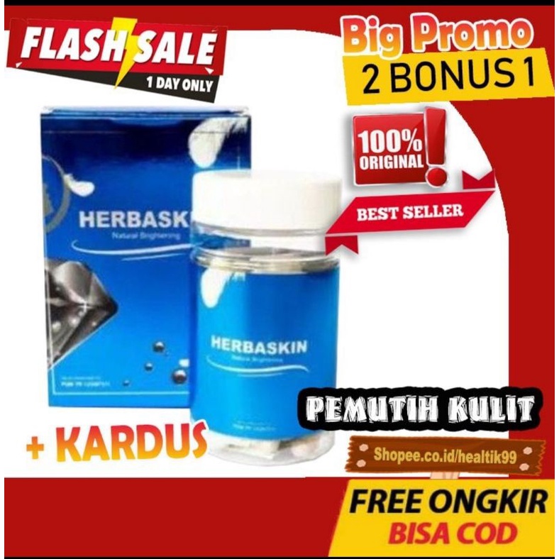 HERBASKIN ASLI + KARDUS SUPLEMEN PEMUTIH AMAN BERGARANSI UANG KEMBALI - OBAT PEMUTIH HERBASKIN