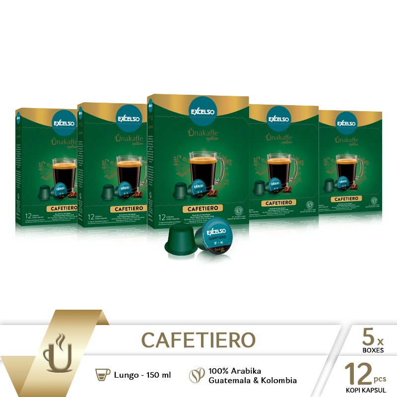 

Unakaffe System Coffee Capsule - Kopi Kapsul Excelso Unakaffe Cafetiero Pack Of 5 Folding Box