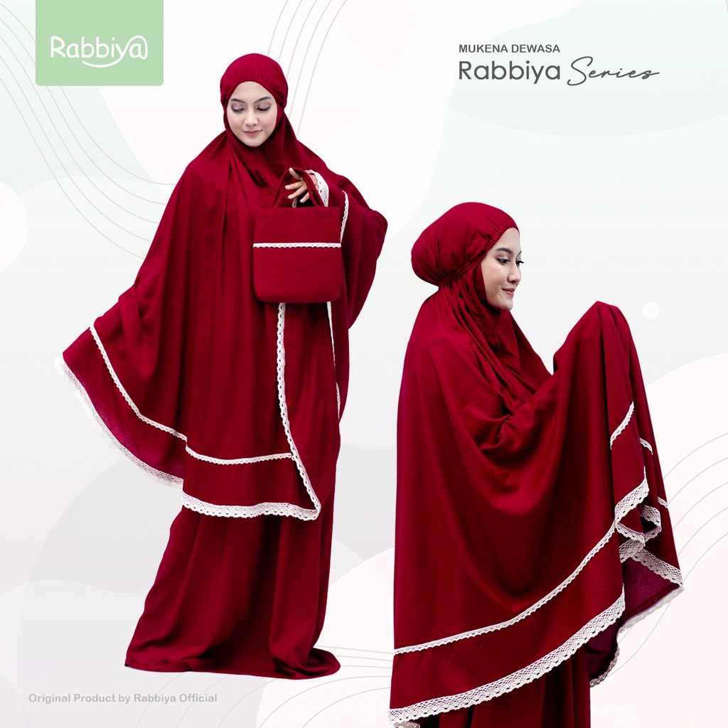 MUKENA KATUN RAYON DEWASA RABBIYA SERIES MOTIF RENDA POLOS