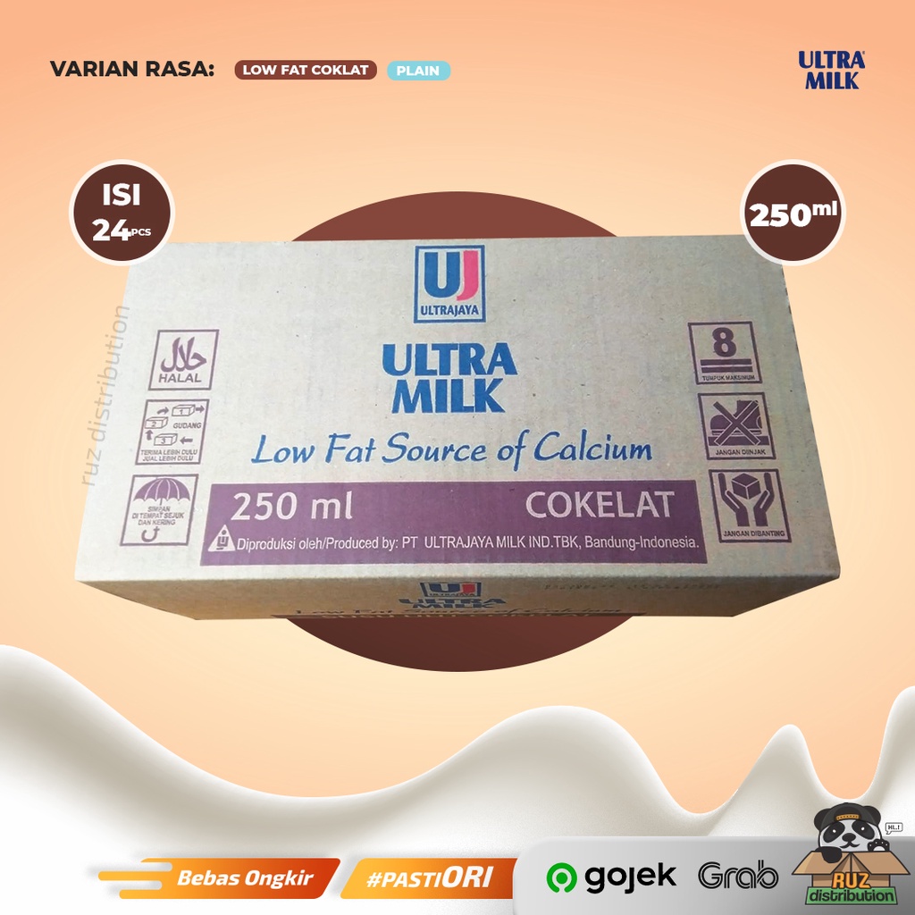 Susu Ultra Milk Low Fat 250ml - 1 Dus / 1 Karton Isi 24pcs HANYA UNTUK PENGIRIMAN BANDUNG