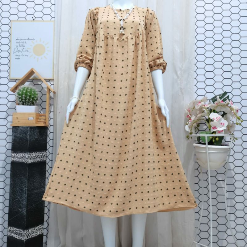 MIDI DRESS CRINKLE URAGIRI TWOTONE