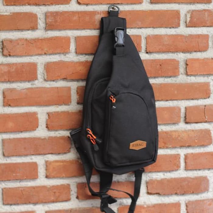 TERBARU D4B2 TAS ANTI MALING SELEMPANG PRIA COWOK MURAH KERJA J Waist Bag - eiBag 1518 Hitam