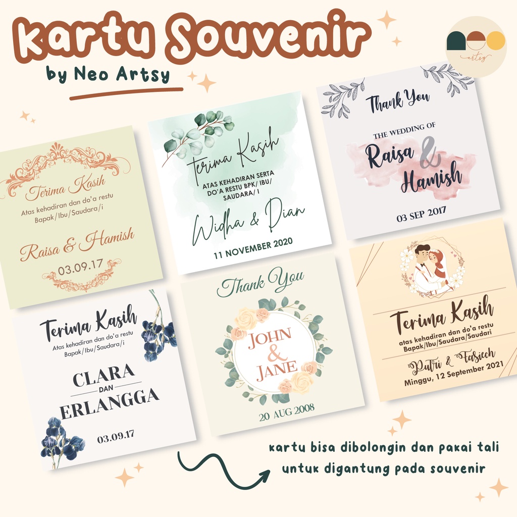 Wedding Thanks Card / Kartu Ucapan Terima Kasih Pernikahan / Tag Souvenir - (Stiker & Non Stiker)