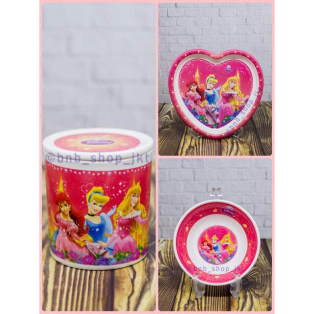 Piring Hati, Mangkok dan Gelas Melamin Set Golden Dragon Disney Princess