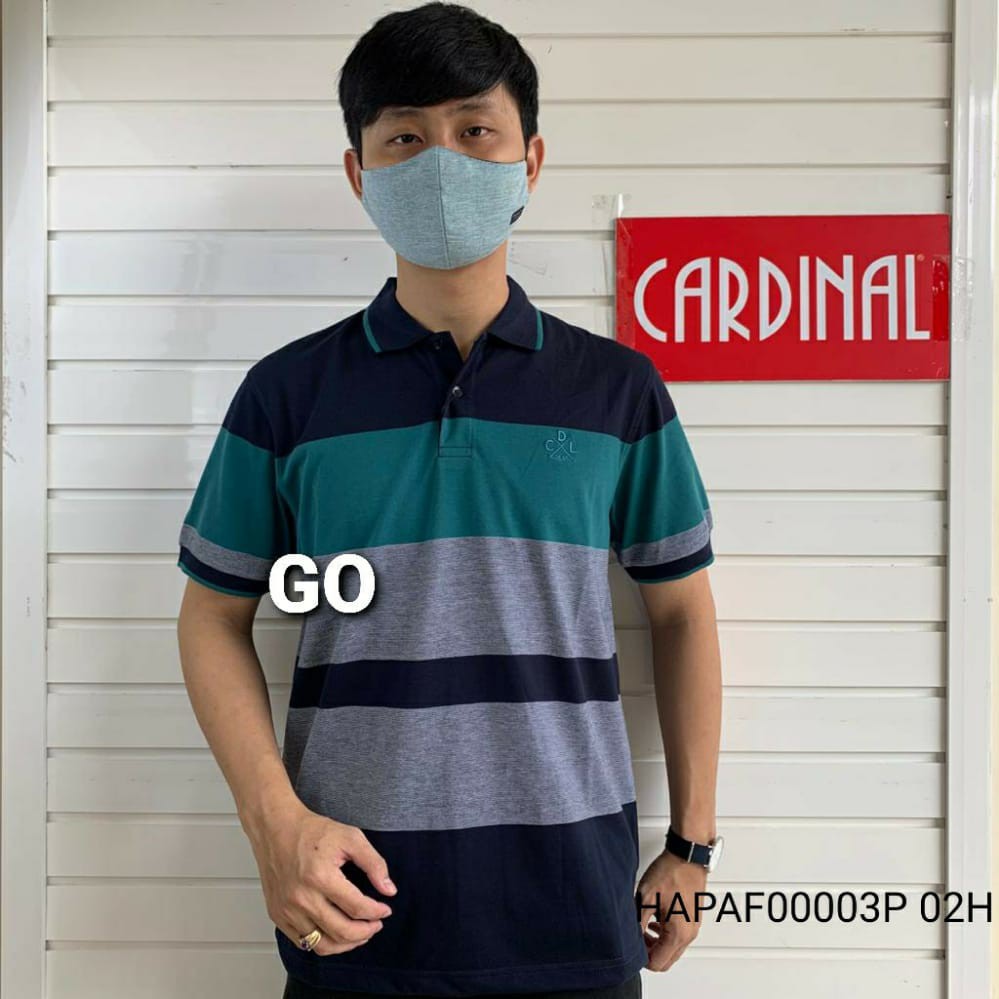 gos CDL By (CARDINAL) POLO T-SHIRT Pakaian Pria Atasan Kaos Polo Berkerah Garis Salur Lengan Pendek