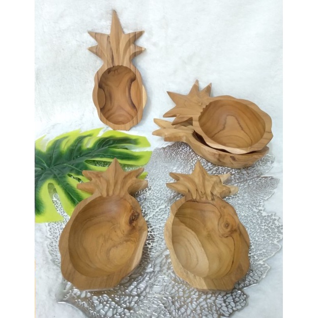 Mangkok Kayu Jati bentuk Nanas Size M Mangkok Sambal Mangkuk Lauk Mangkok Saji Bowl Plating Plate Bo