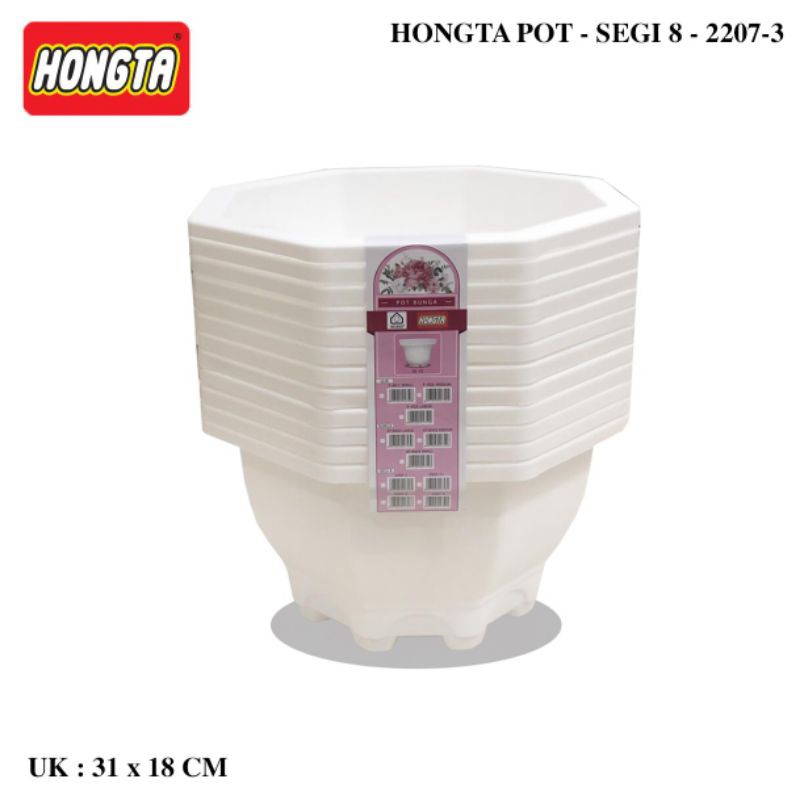 HONGTA - Pot Bunga Segi 8 (12 Pcs) super white