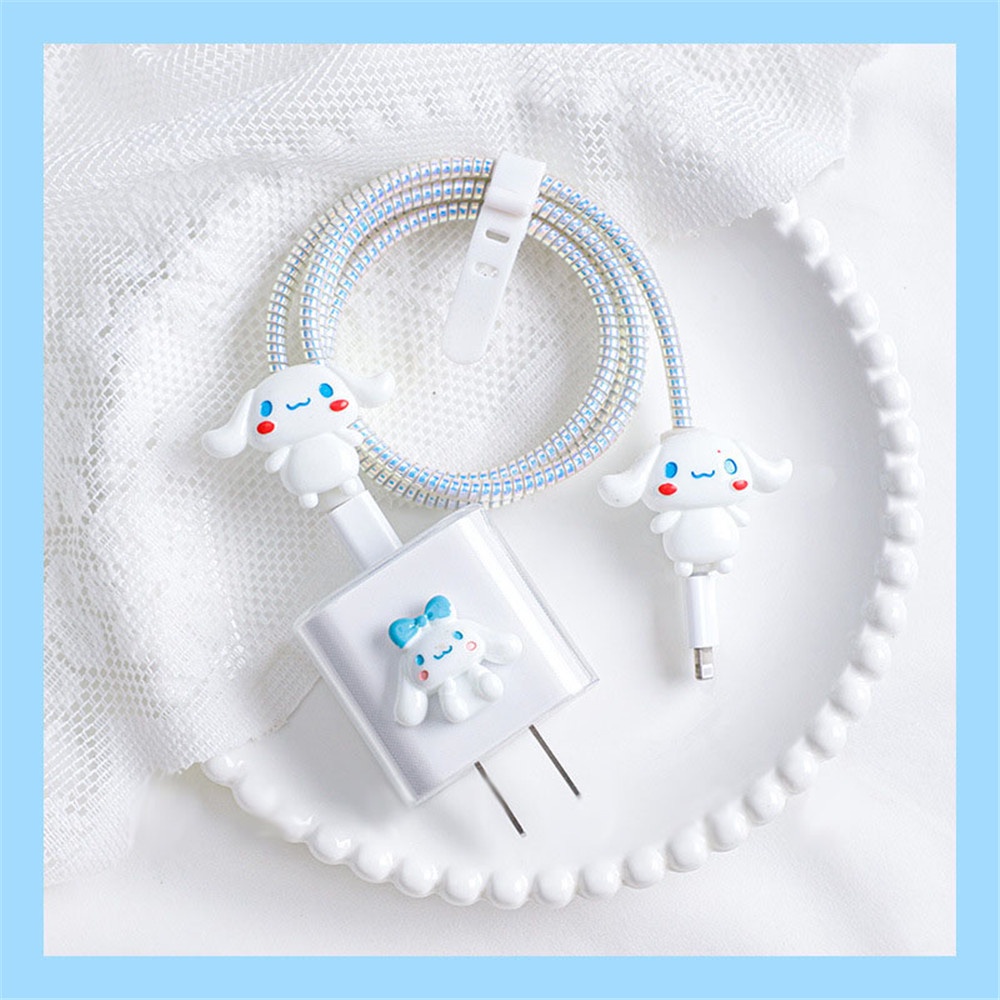 【COD Tangding】Cartoon Applicable To Apple 18W20W Data Line Protection Mobile Phone Charger Transparent Protective Case Loop
