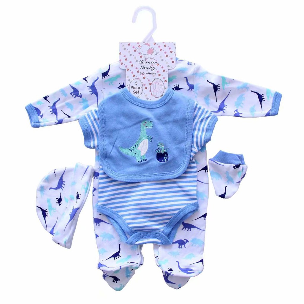 Honor Baby 5in1 Long Sleeve Baby Jumper Set / Jumper Bayi / Baju Bayi / Baby Romper / Baby Giftset