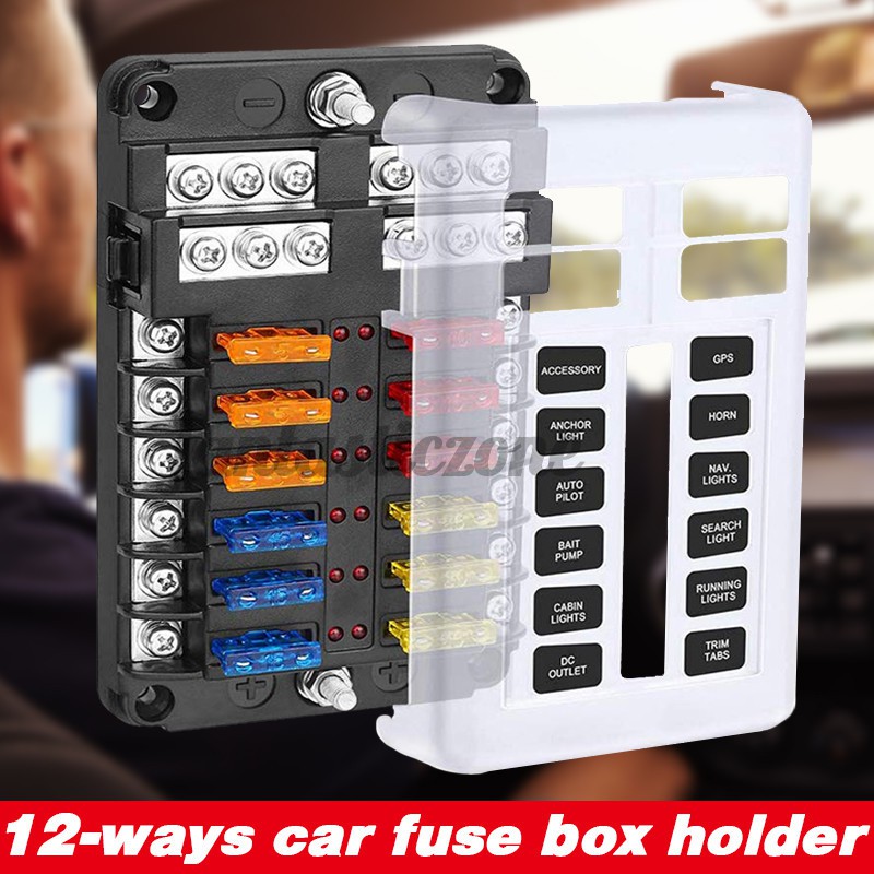 12v 32v Fuse Box Holder 12 Ways Blade With Led Indicator Light For Auto Car Boat Marine Trike Shopee Indonesia