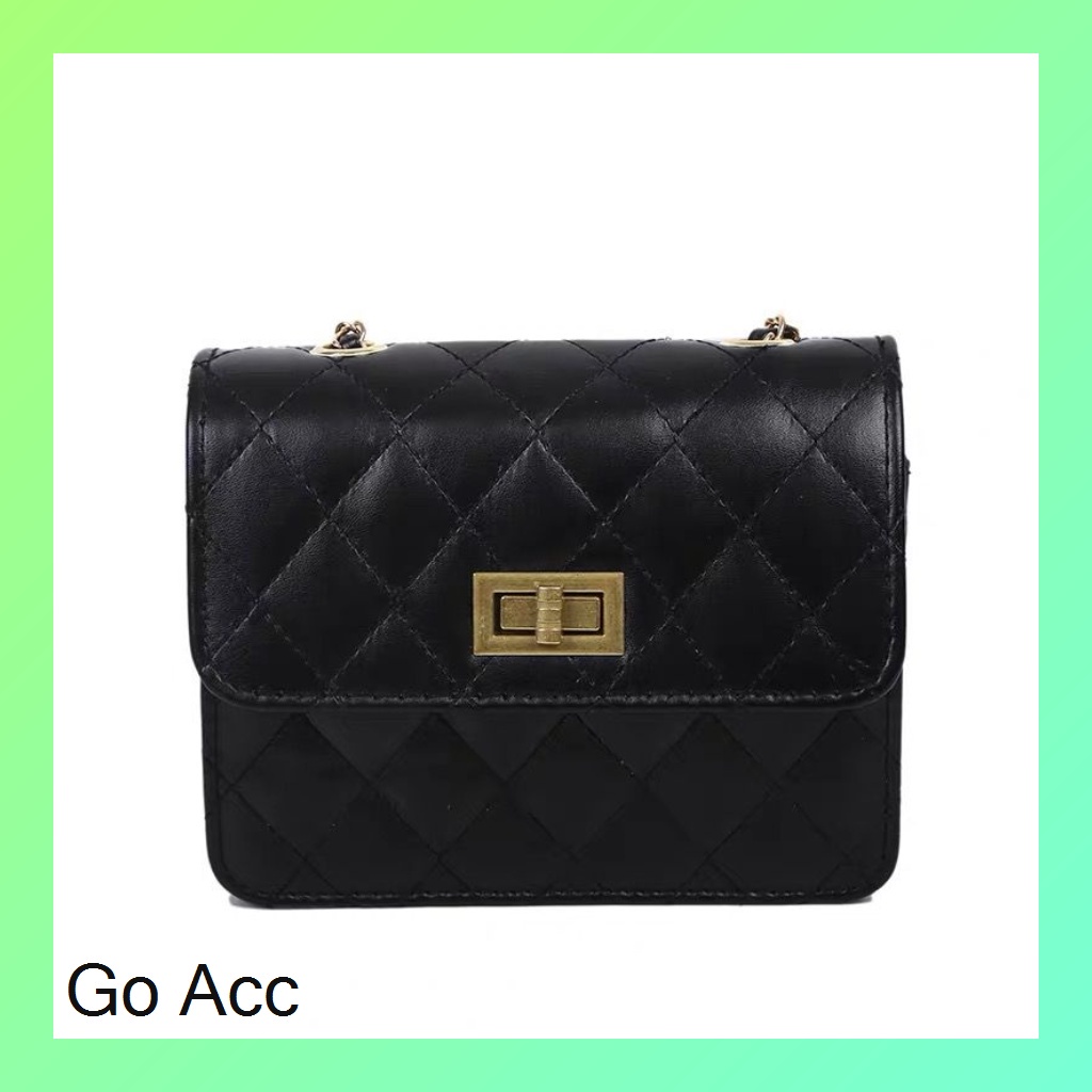 FT05 NEW CHA*NEL Handbag Purse black flap iconic klasik Tas selempang