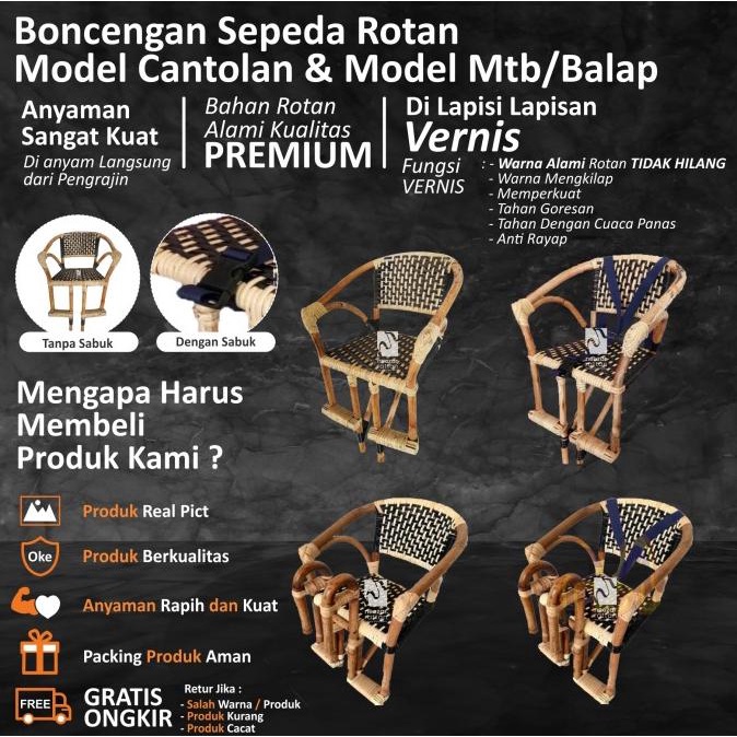 Kursi Boncengan Sepeda Anak Depan Mtb, Polygon, Gunung Murah Rotan