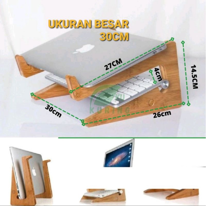 Wood laptop stand note book stand portable unik meja laptop kayu BIG SIZE