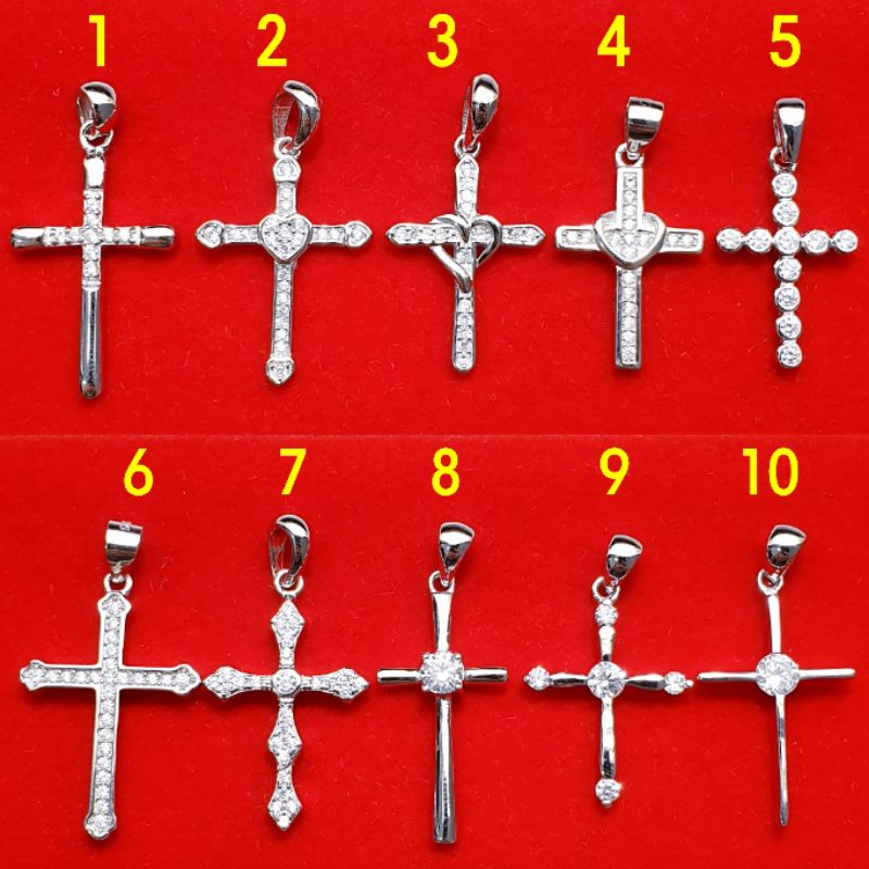 LIONTIN SALIB PERAK 925 / PERHIASAN LIONTIN SILVER 925 LAPIS EMAS PUTIH / BANDUL SALIB