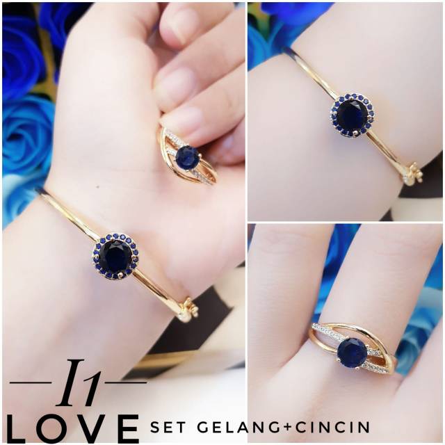 Xuping gelang dan cincin lapis emas 24k 0520j