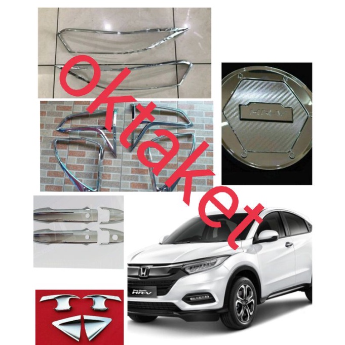 paket lengkap HRV 2020 2021 FACELIFT  garnish depan belakang outer handle tank cover Hitam chrome