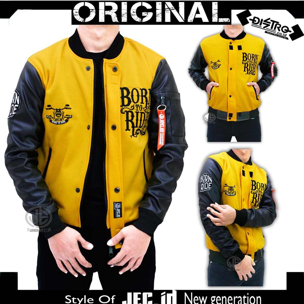 Jaket Bomber Baseball Karlit Kuning Mix Hitam To Ride Varsity