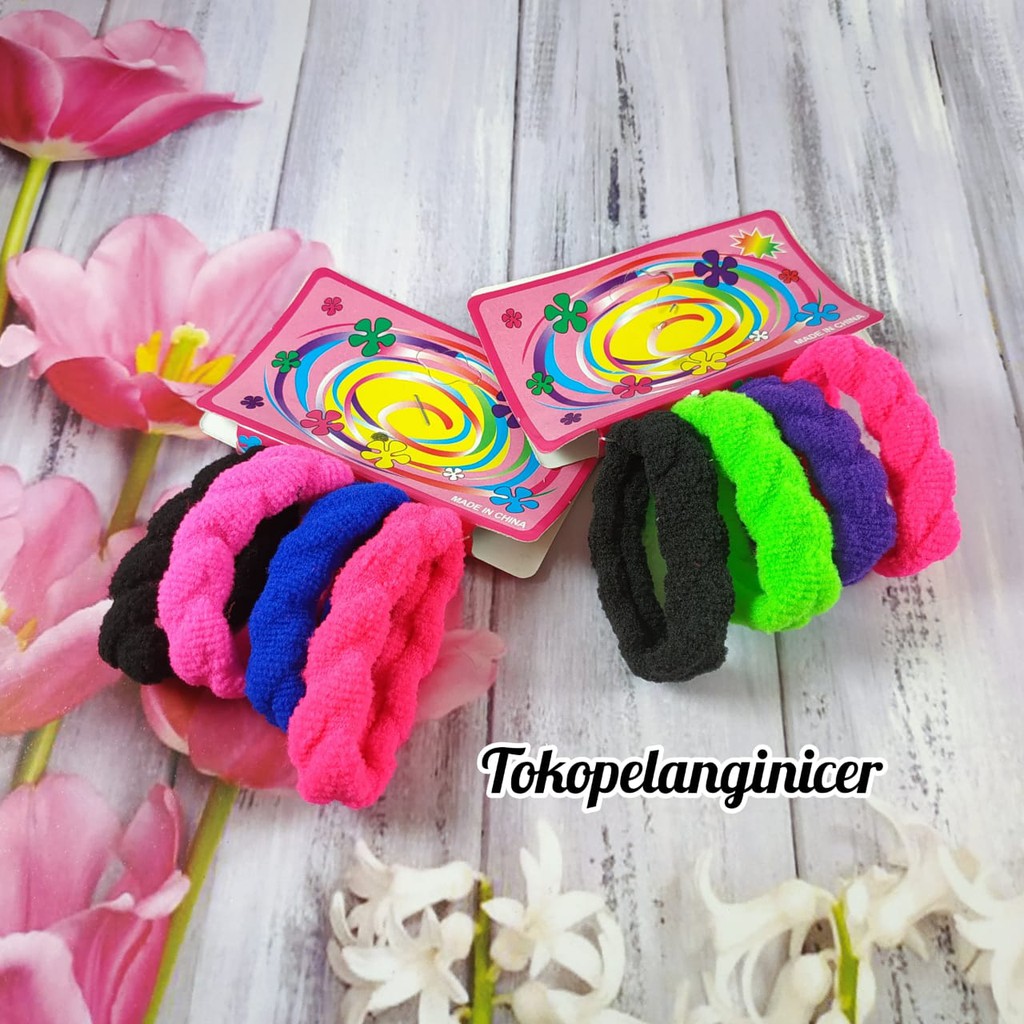 Karet Rambut Simpel - Elastis | Motif &amp; Warna Random murah Tokopelanginicer