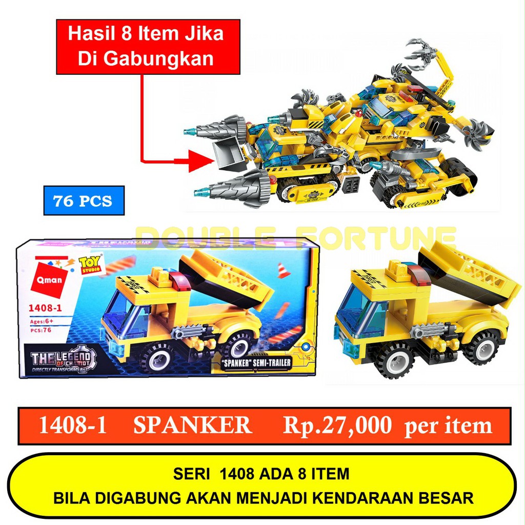 1408-1 QMAN MOBILAN THE LEGEND OF CHARIOT 8 IN 1 MAINAN ANAK BRICK LEGO BALOK SUSUN EDUKATIF