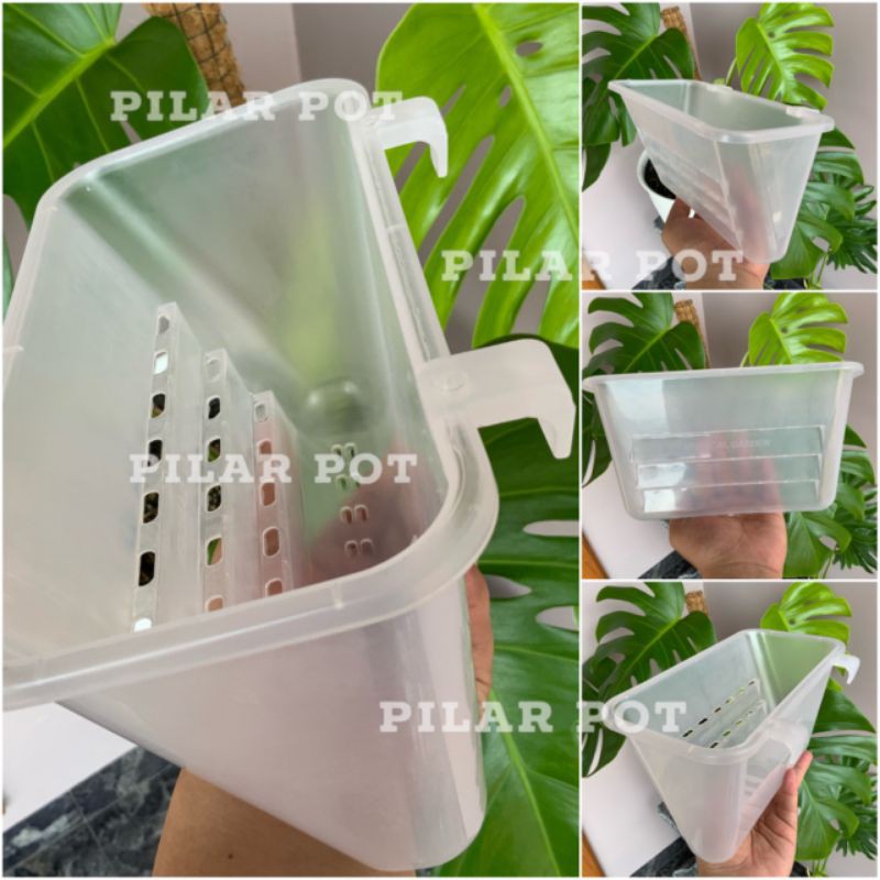 pot bunga tanaman plastik tempel pelangi bening transparan 22cm - nkt pelangi