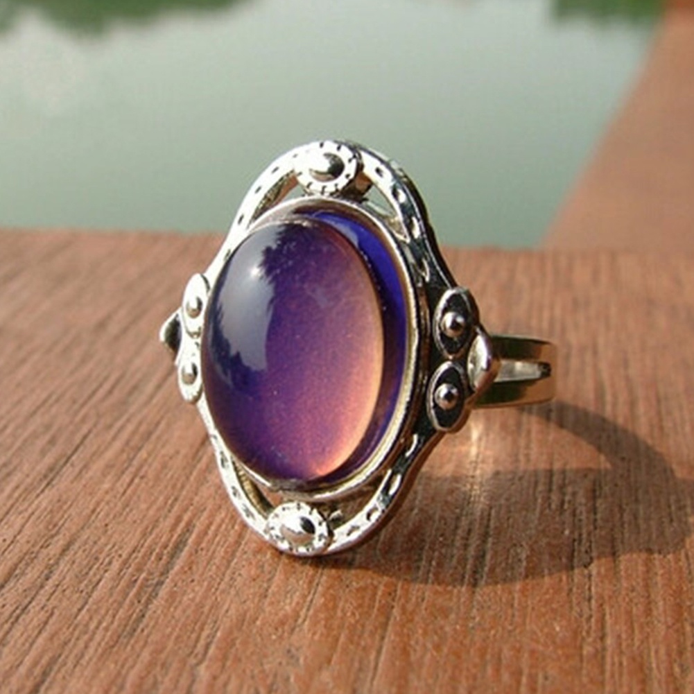 Hu Hu Hu Hu Hu Alat Bantu Pasang Kacamata♡ Cincin Mood Ring Adjustable Berubah Warna Sesuai Temperatur Gaya Vintage Untuk Priawanita