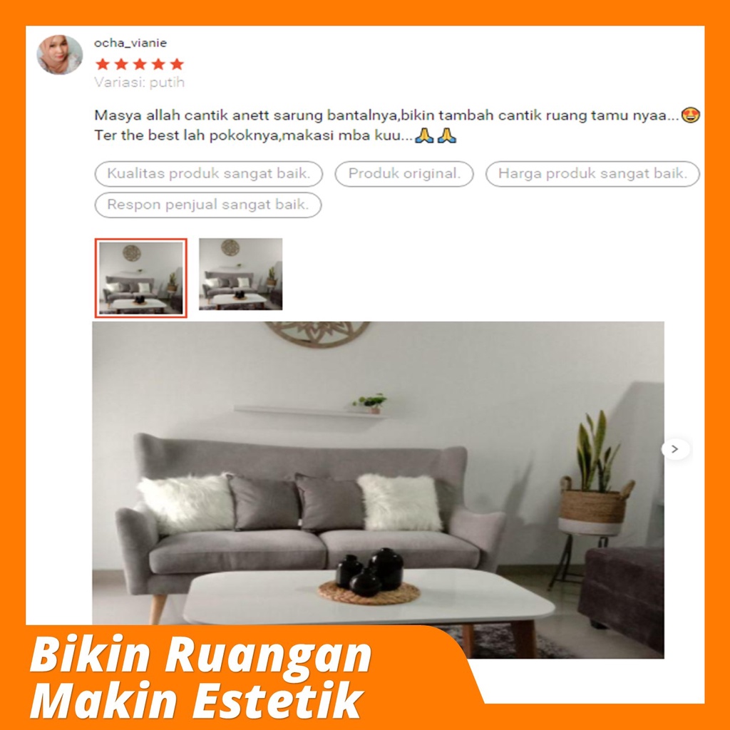 Sarung Bantal Sofa Polos Cover Bulu Korea Kursi Tamu Besar 40x40 45x45 50x50 Aesthetic Minimalis Cantik Panjang Bulu 6CM Lembut Mewah