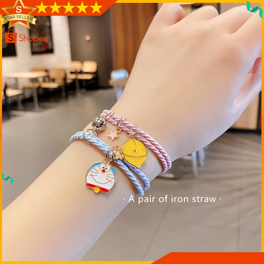 BRACELET COUPLE MAGNET 2PCS GELANG PASANGAN SAHABAT WANITA MAGNET COUPLE DORAEMON