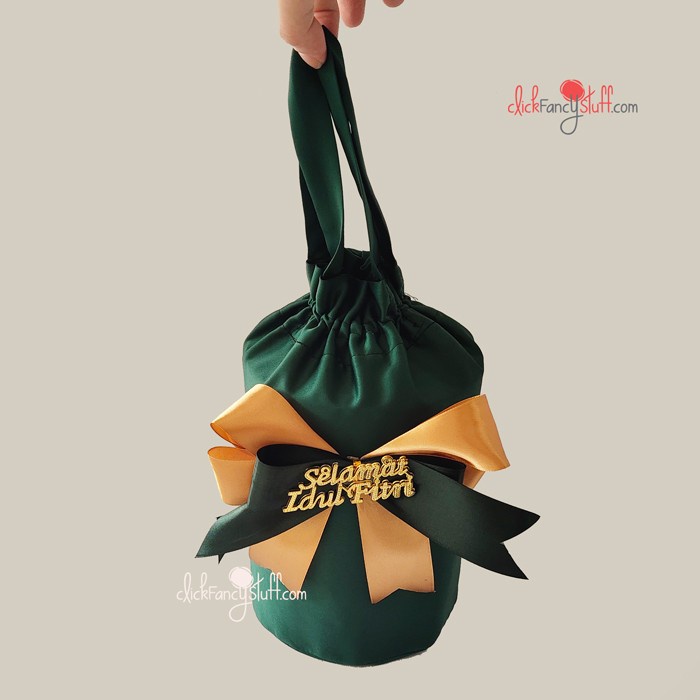 

✨ BISA COD ✨ Kantong Serut Tas Hampers Bag Lebaran Sarung Toples Pouch Idul Fitri - Hijau