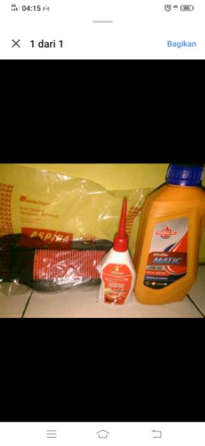 Paket filter udara mio J/ soul gt 125 aspira + paket oli shell ax5 matic 800ml plus oli gardan 120ml